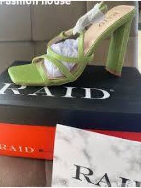 RAID Lime Green Strappy Block Heel Sandals